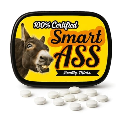 100% Smart Ass Mints – Gift for Sarcastic People – Funny Gifts for Men – Funny Mint Tins - Stocking Stuffers for Friends – Peppermint Mints – Smartass - Donkey Gifts - Reality Mints