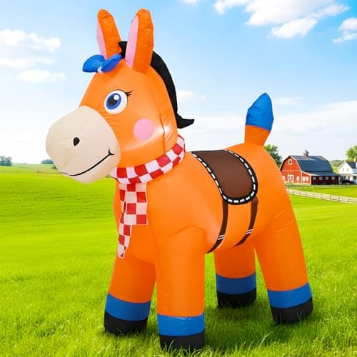 4FT Christmas Spring Farm Ranch Cute Farm Donkey Inflatable Lawn Decoration
