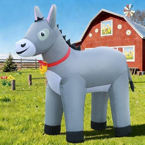 DomKom 6FT Donkey Inflatables Christmas Spring, Farm Ranch Blow up Animals Cute, Decorations Outdoor Yard Built-in LED Lights Big Large Decor Party Farm Lawn Holiday Outside