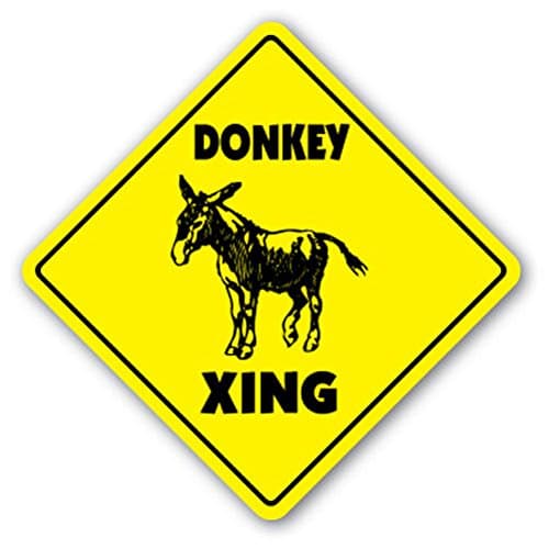 1080 Graphics Donkey Crossing Sign Novelty Gift Animals Farm Mule Cart Rides Farmer Jackass Sticker 8"x8"